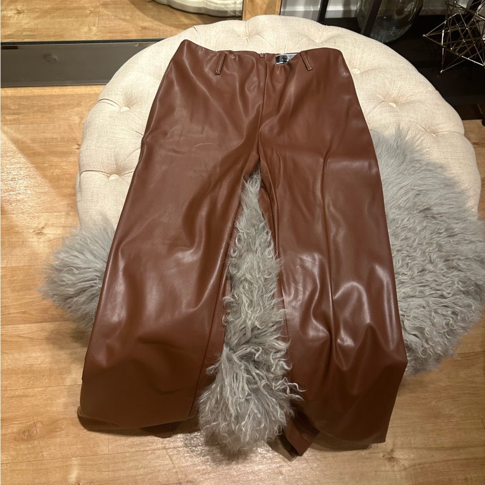 Dark Brown Faux Leather Pants